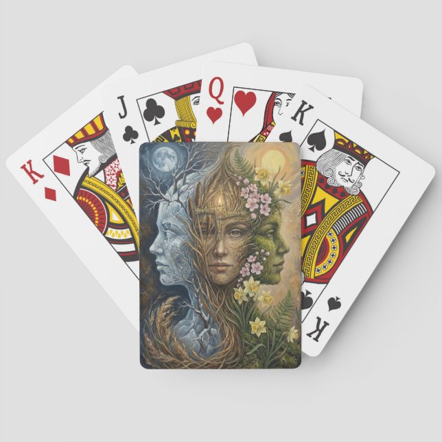 Triple Goddess Winter to Spring Imbolc Fantasy Art Spielkarten (Rückseite)