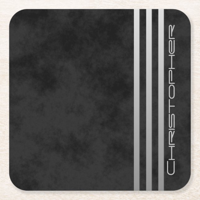 * Triple Gradient Bars für Monogramm auf schwarz g Rechteckiger Pappuntersetzer (Vorderseite)
