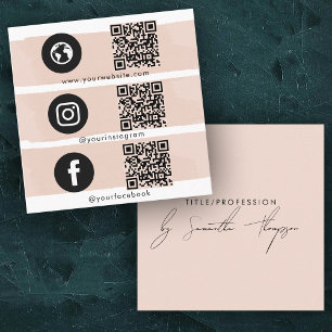 Triple Icon QR Code Social Media Blindpink Quadratische Visitenkarte