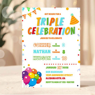 Triple Invitation d'anniversaire