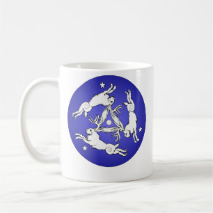Triple Jackalope White auf Blue Kaffeetasse