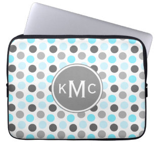Triple Monogram Blue Gray Dots Laptopschutzhülle