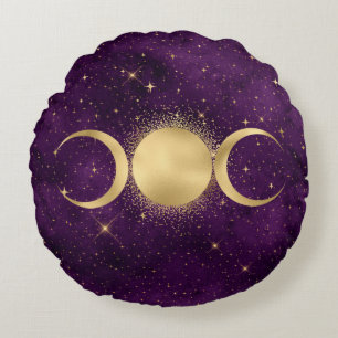 Triple Moon Celestis Lila Rundes Kissen