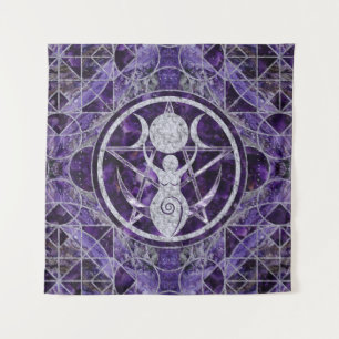 Triple Moon - Goddess - Amethyst und Silber Wandteppich