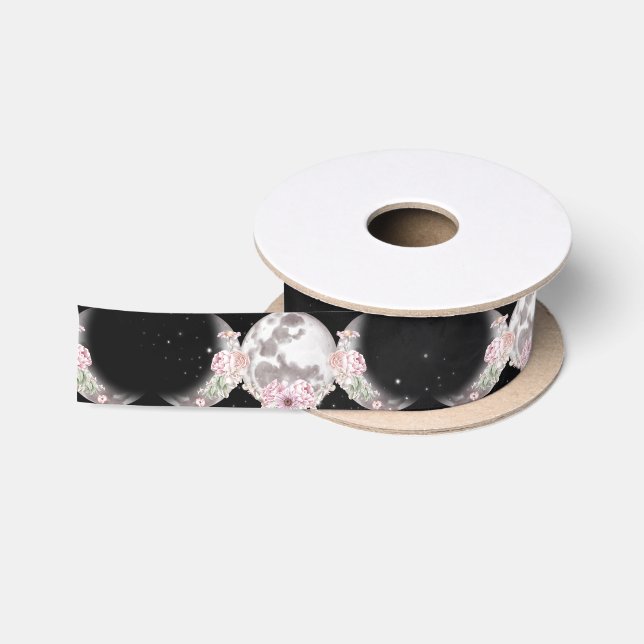 Triple Moon Goddess Floral Wicca Handfasts Satinband (Spule)