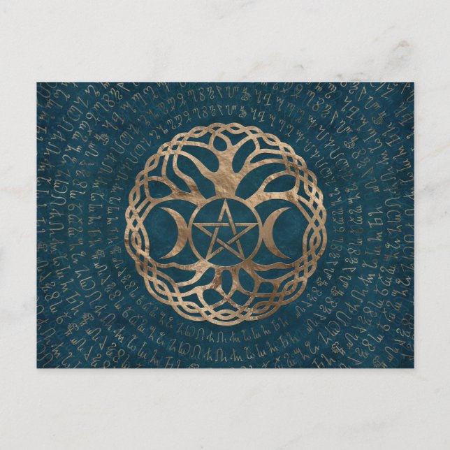 Triple Moon Goddess mit Pentagramm Postkarte (Vorderseite)