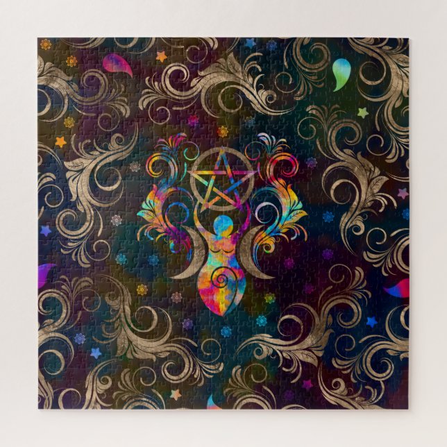 Triple Moon Goddess mit Pentagrammverzierung (Vertikal)