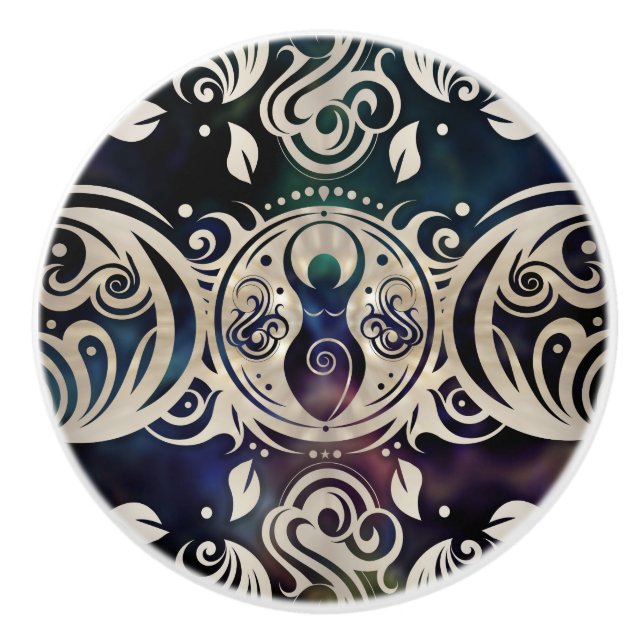 Triple Moon Goddess Moonlight lila #1 Keramikknauf (Vorderseite)