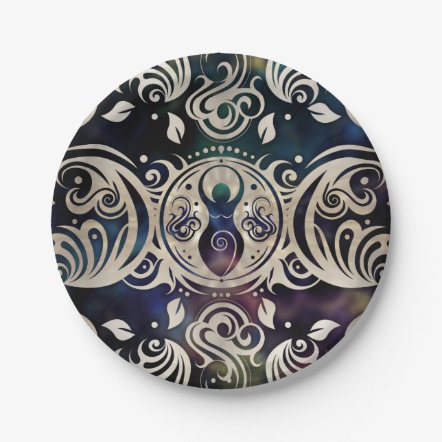 Triple Moon Goddess Moonlight lila #1 Pappteller (Vorderseite)