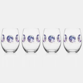 Triple Moon Lila und Gold Weinglas Ohne Stiel