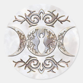 Triple Moon Moonstone Goddess Runder Aufkleber