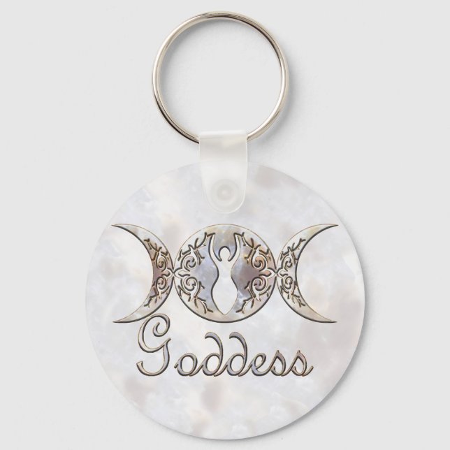 Triple Moon Moonstone Goddess Schlüsselanhänger (Vorderseite)