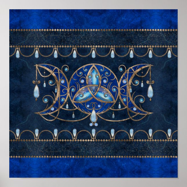 Triple Moon Ornament mit Mondstein Poster (Vorne)