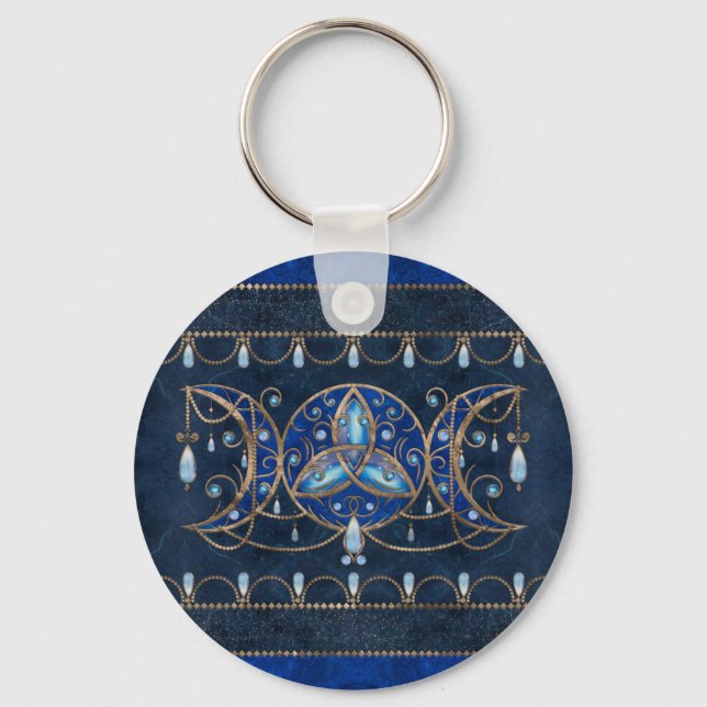 Triple Moon Ornament mit Mondstein Schlüsselanhänger (Vorderseite)