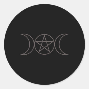 Triple Moon Pentagram Wicca Pagan Goddess Hexe Runder Aufkleber