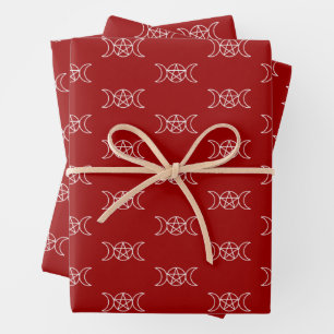 Triple Moon Pentagramm Goddess Wrapping Paper Shee Geschenkpapier Set