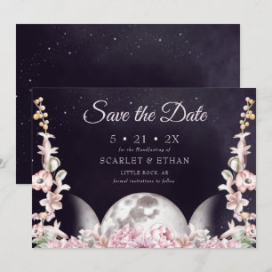 Triple Moon Pink und Lila Blumenbearbeitung Save The Date