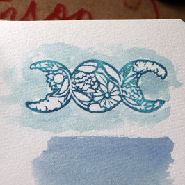 Triple Moon Symbol Garden Bloom Gummistempel