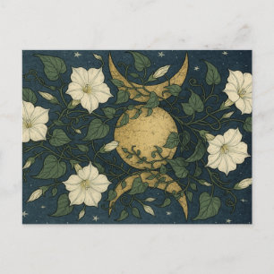 Triple Moon Symbol Moonflowers Feiertagspostkarte