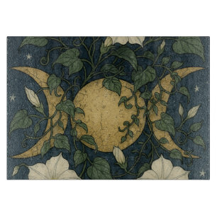 Triple Moon Symbol Moonflowers Schneidebrett