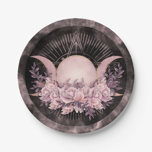 Triple Moon - Triple Goddess - Gentle Floral Pappteller (Vorderseite)