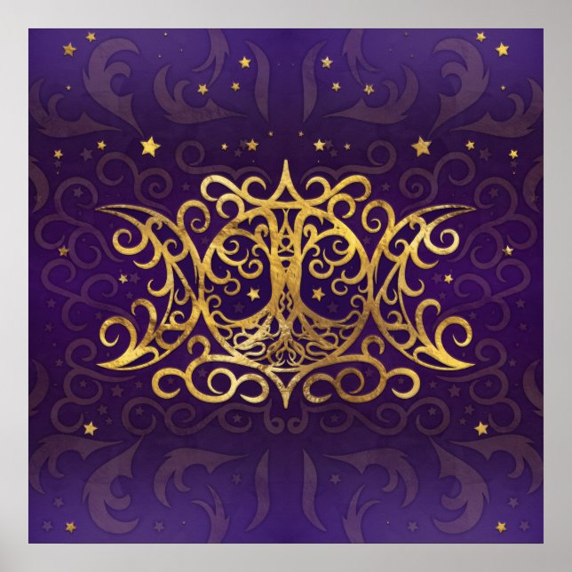 Triple Moon - Triple Goddess Gold und Lila Poster (Vorne)