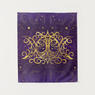 Triple Moon - Triple Goddess Gold und Lila Wandteppich
