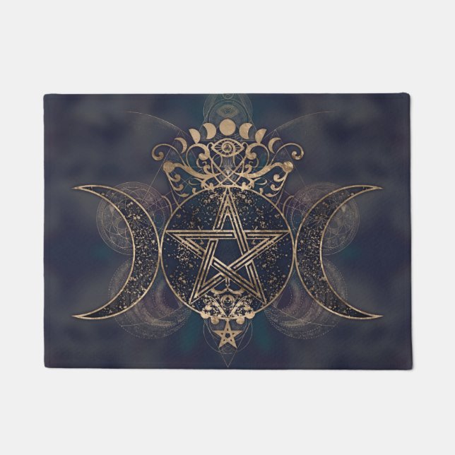 Triple Moon - Triple Goddess Gold und Purple Fußmatte (Vorderseite)