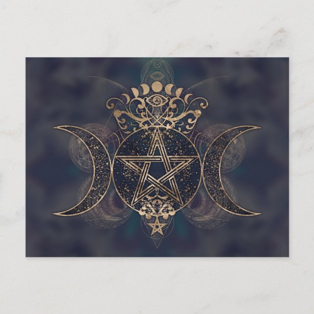 Triple Moon - Triple Goddess Gold und Purple Postkarte (Vorderseite)
