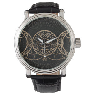 Triple Moon - Triple Goddess Gold und Schwarz Armbanduhr