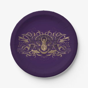 Triple Moon - Triple Goddess Lila und Gold Pappteller