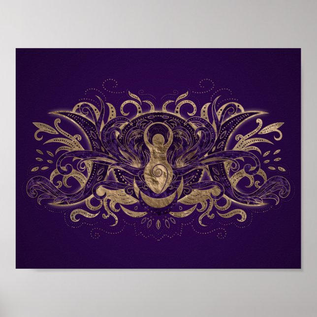 Triple Moon - Triple Goddess Lila und Gold Poster (Vorne)