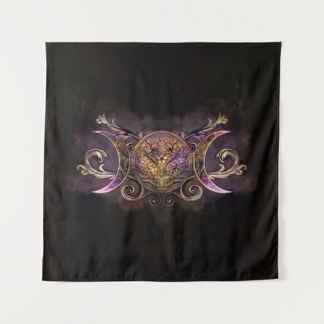 Triple Moon - Triple Goddess - Mitternachtsschimme Wandteppich (Vorderseite)