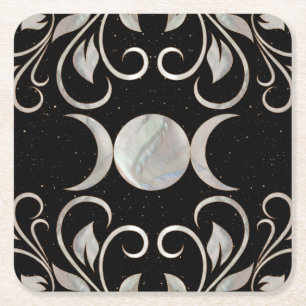 Triple Moon - Triple Goddess - Mutter von Pearl Rechteckiger Pappuntersetzer