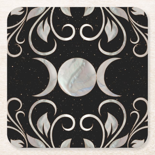 Triple Moon - Triple Goddess - Mutter von Pearl Rechteckiger Pappuntersetzer (Vorderseite)