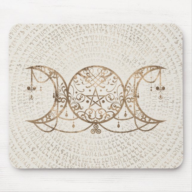 Triple Moon - Triple Goddess Pastel Gold Mousepad (Vorne)