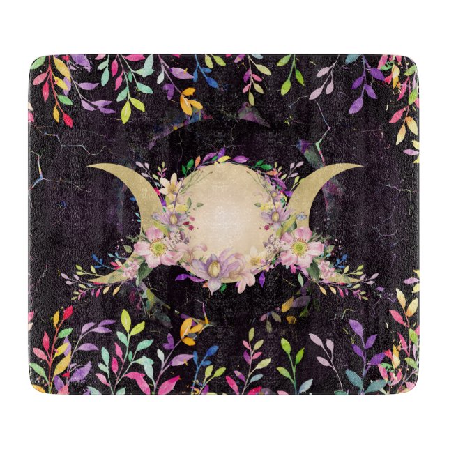 Triple Moon - Triple Goddess - Wasserfarbe Schneidebrett (Vorderseite)