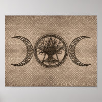 Triple Moon with pentagram and tree of life