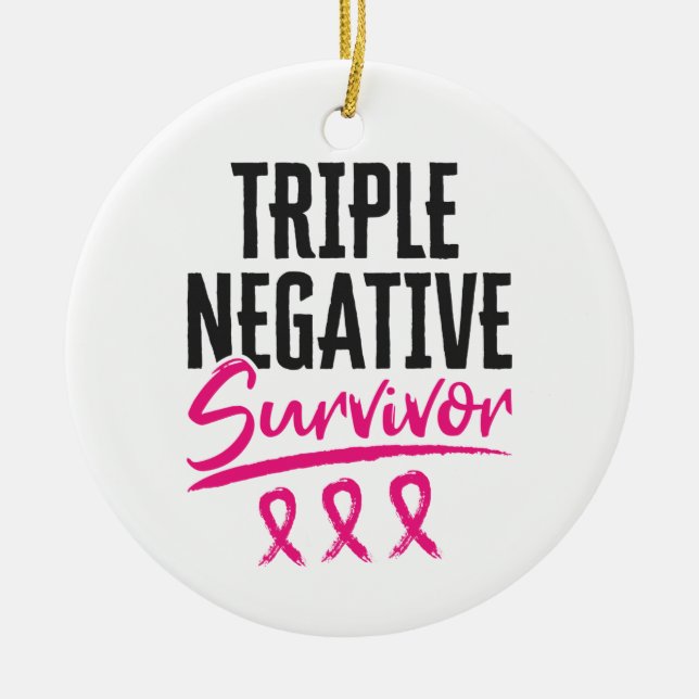 Triple Negative Survivor TNBC Brustkrebs Keramik Ornament (Vorne)