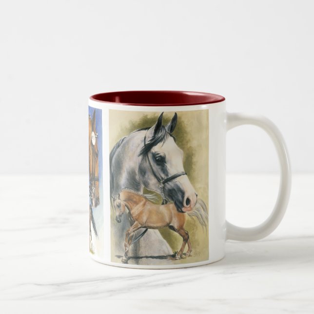 Triple Pleasure Pferde Zweifarbige Tasse (Rechts)