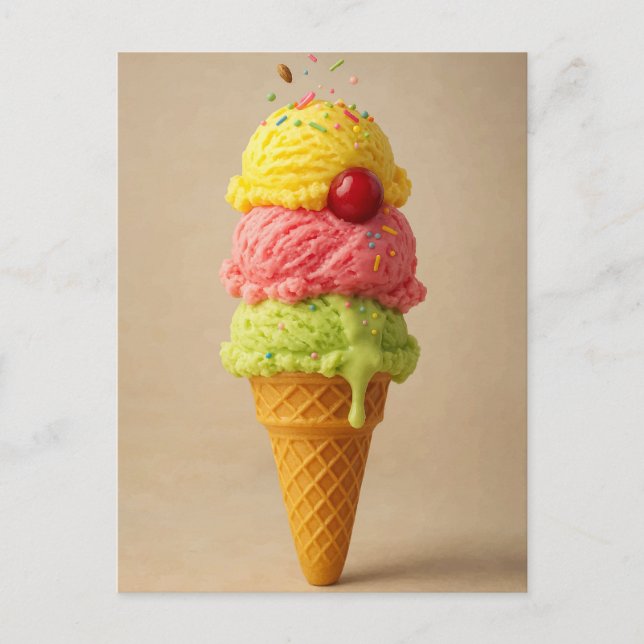 Triple Scoop Delft - Carte postale Ice Cream Cone (Devant)