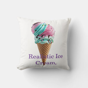 Triple Scoop Delight – Realistisches Pink, Teal & Kissen