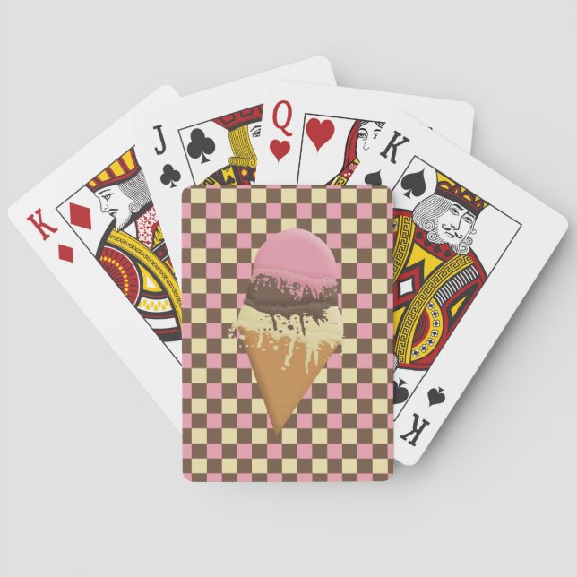 Triple-Scoop Ice Cream Cone Playing Cards Spielkarten (Rückseite)