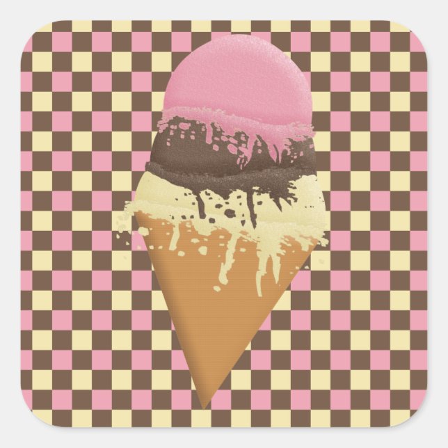 Triple-Scoop Ice Cream Cone Stickers (Vorderseite)