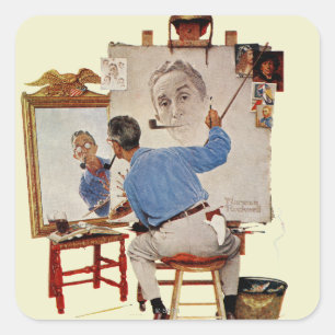 Triple Self-Portrait Quadratischer Aufkleber