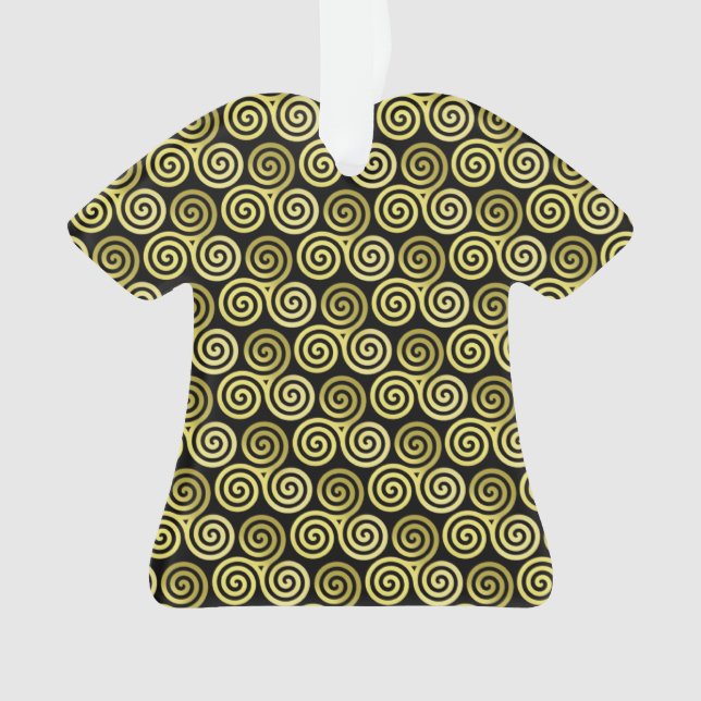 Triple Spiralgold Schwarzer Hintergrund Ornament (Vorderseite)