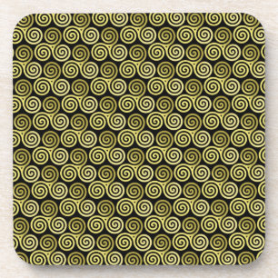Triple Spiraltriskele Celtic Khaki Beige Getränkeuntersetzer
