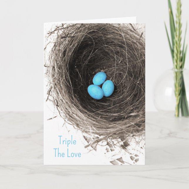 Triple-the-Liebe-Triplets-Glückwunschkarte Karte (Vorderseite)