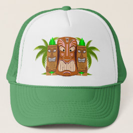 Triple Tiki Palm Tree Trucker Hat Truckerkappe