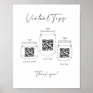 Triple Tipp Jar Scan QR Code Cash App Payment Sign Poster